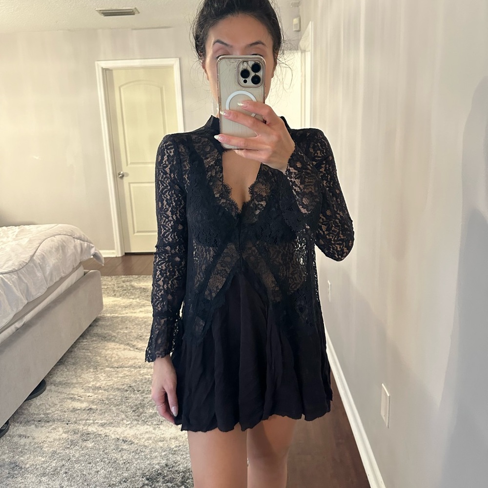 Free People Black Lace Dress